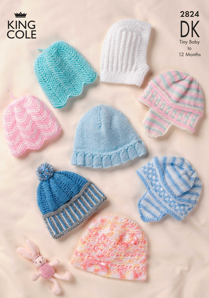 King Cole Pattern 2824 DK Baby Hats