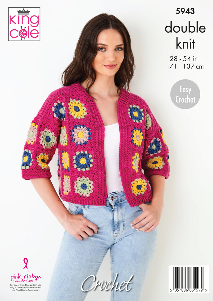 King Cole Pattern 5943 DK Crochet Cardigans