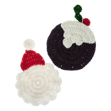 Load image into Gallery viewer, Crochet Kit: Make-Your-Own Crochet Coasters: Christmas: 2 Pieces
