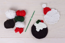 Load image into Gallery viewer, Crochet Kit: Make-Your-Own Crochet Coasters: Christmas: 2 Pieces
