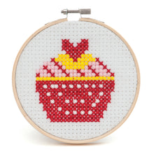 Load image into Gallery viewer, Trimits Felt Cross Stitch Hoop Kit: Cupcake
