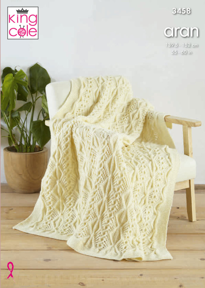 King Cole Pattern 3458 Aran Afghan