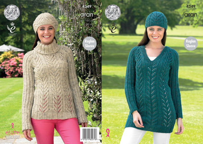 King Cole Pattern 4349 Aran Sweaters