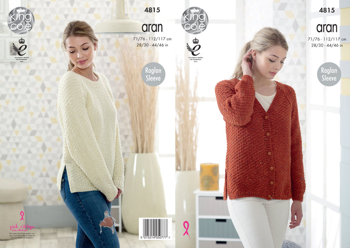 King Cole Pattern 4815 Aran Sweater and Cardigan