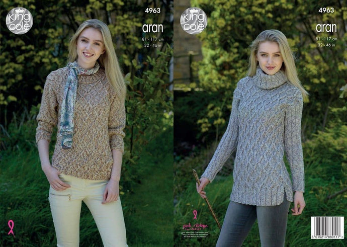 King Cole Pattern 4963 Aran Sweater and Cardigan