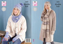 Load image into Gallery viewer, King Cole Pattern 5654 Scarf, Wristwarmers, Hats, Mitts and Snood
