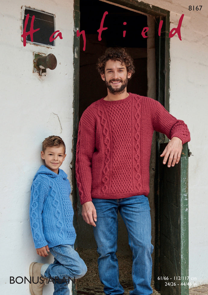 Hayfield Pattern 8167 Aran Sweater and Hoodie