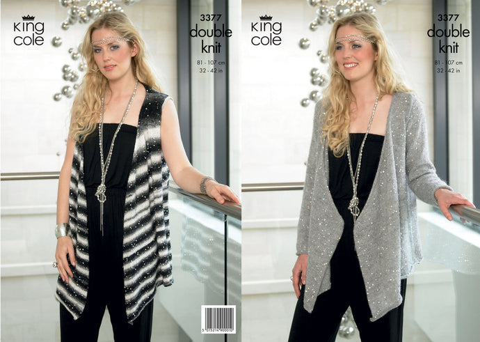 King Cole Pattern 3377 DK Cardigan and Waterfall Waistcoat