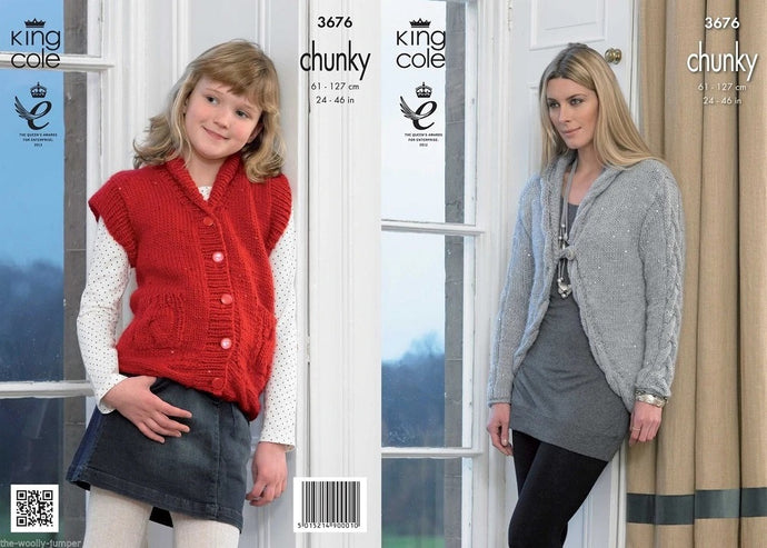 King Cole Pattern 3676 Chunky Cardigan and Waistcoat