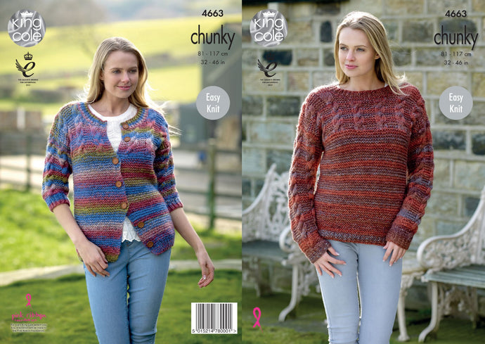 King Cole Pattern 4663 Chunky Sweater and Cardigan